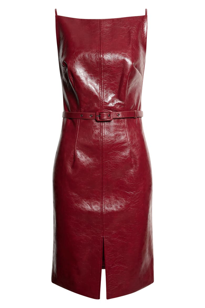 Zivana Bateau Faux Leather Dress, Alternate, color, OXBLOOD