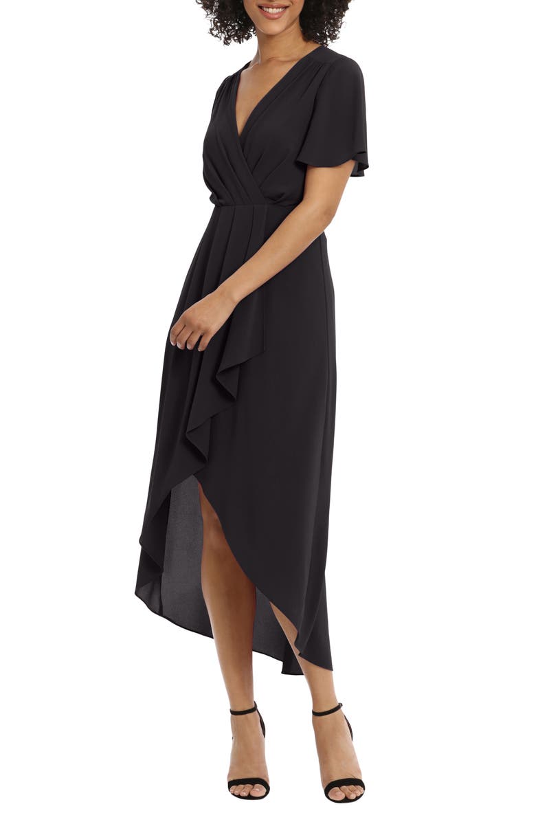 Maggy London Short Sleeve High-Low Faux Wrap Dress, Alternate, color, 