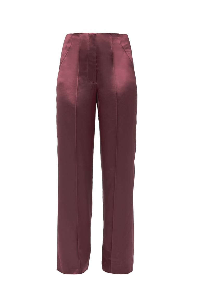 Collins Satin Trousers, Alternate, color, Decadent Wine