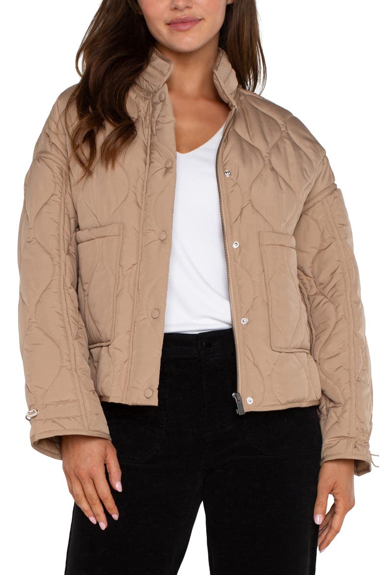 Hooded Quilted Jacket, Alternate, color, CAMEL
