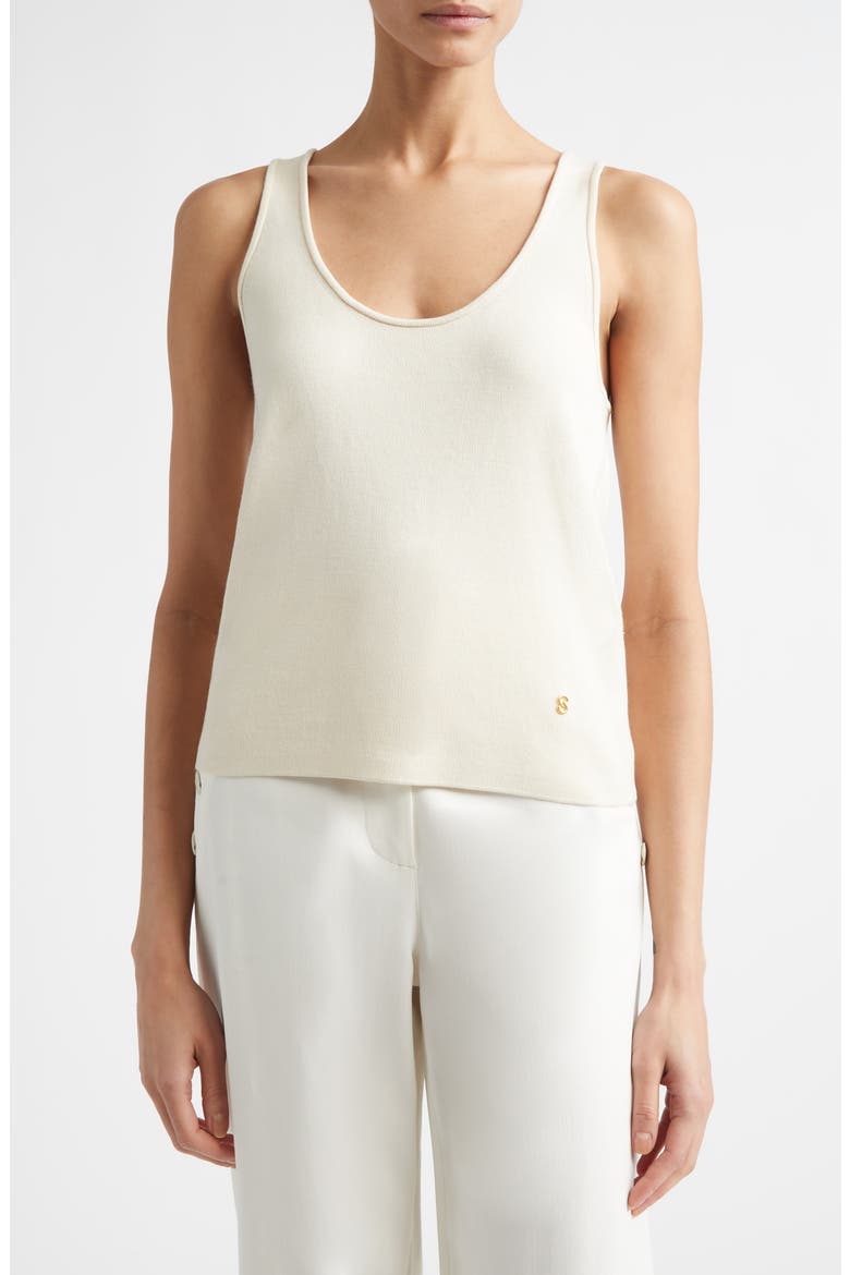 Silk & Cotton Sweater Tank, Main, color, ECRU