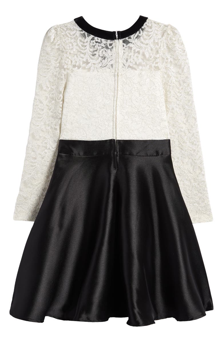 LOVE, NICKIE LEW Kids' Long Sleeve Mixed Media Party Dress, Alternate, color,