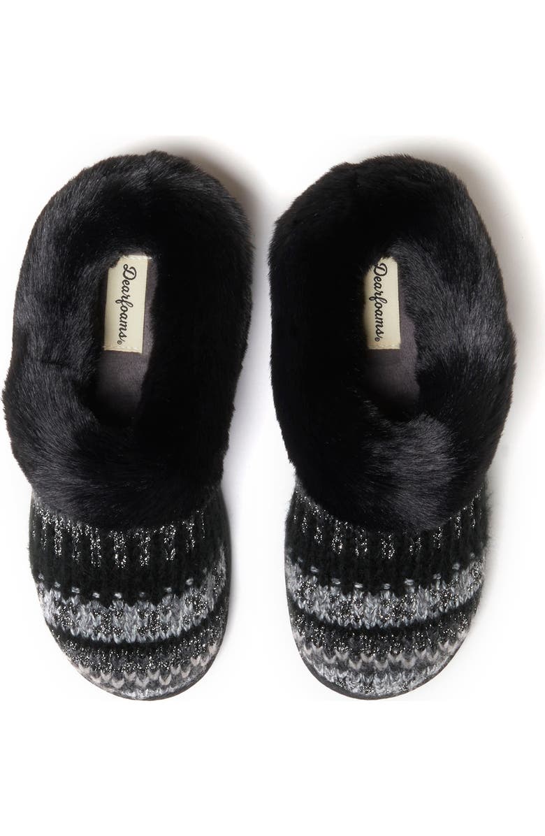 DEARFOAMS Hannah Festive Knit Clog Slipper, Alternate, color, Black