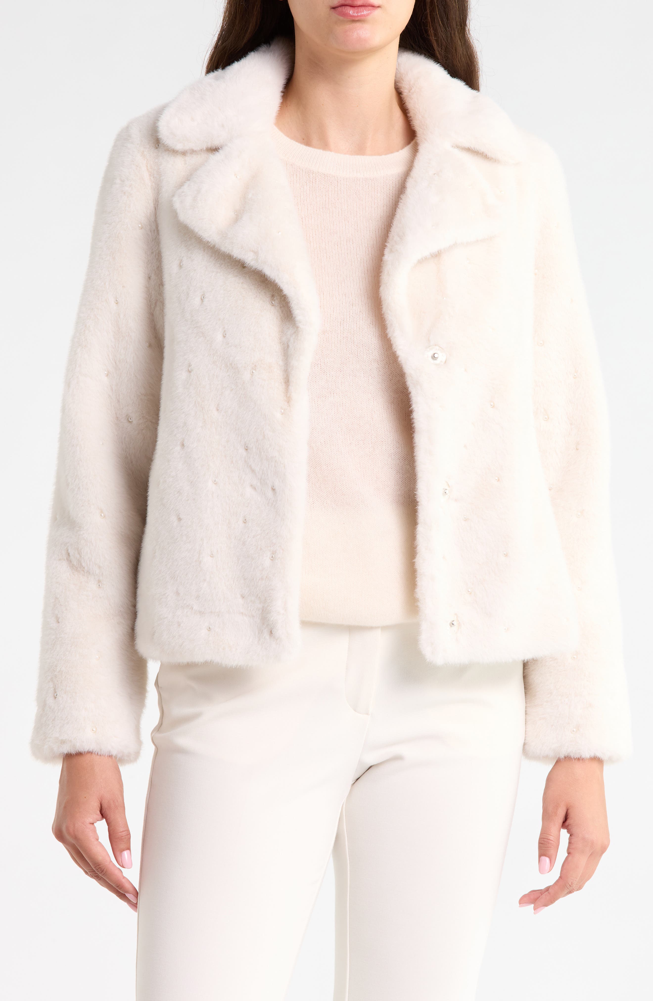 Faux Fur Notch Collar Short Jacket