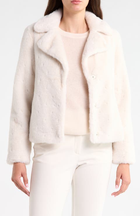 Faux Fur Notch Collar Short Jacket