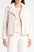 CeCe Faux Fur Notch Collar Short Jacket