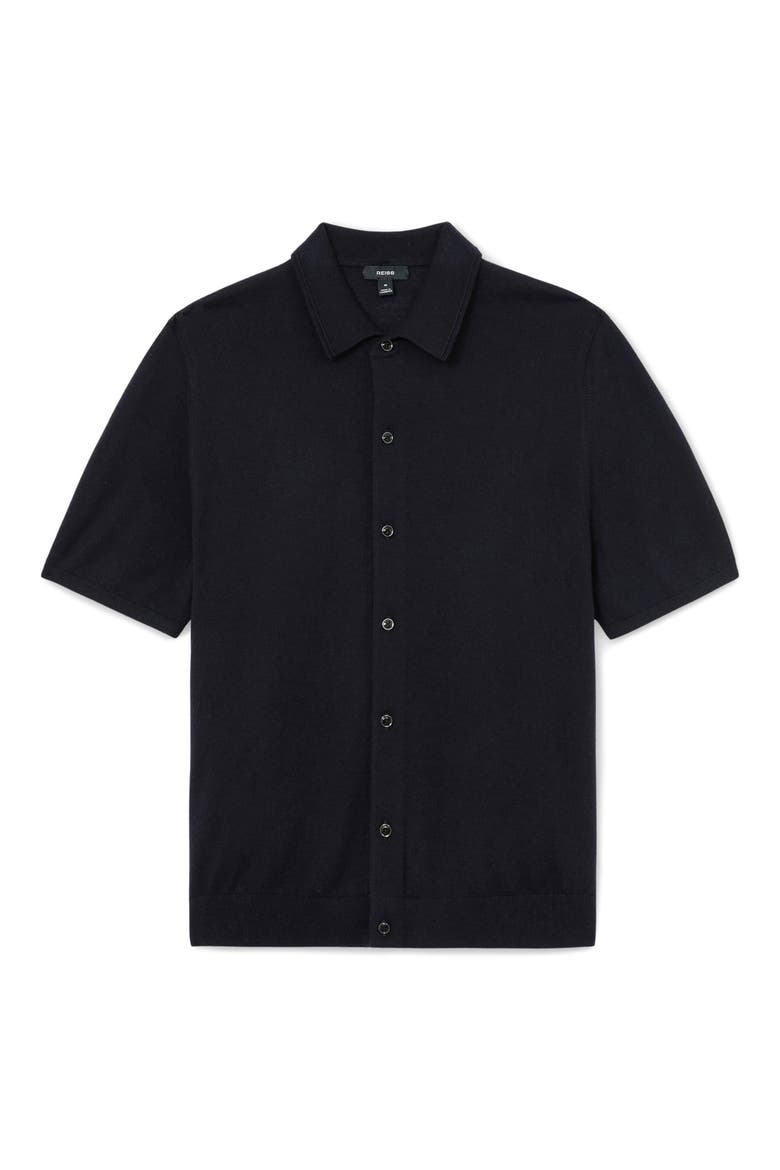 Drayton Wool Short Sleeve Sweater, Alternate, color, NAVY