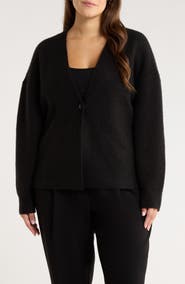 Nordstrom One-Button V-Neck Rib Cardigan