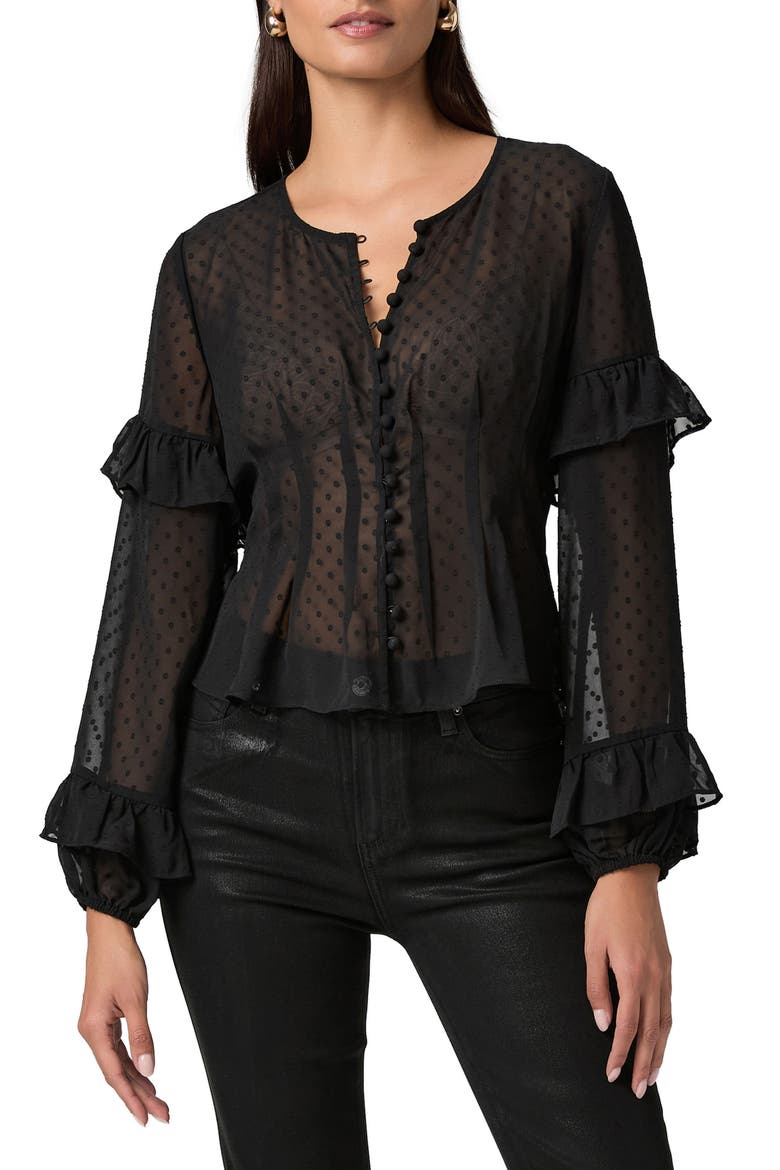 Isolde Sheer Swiss Dot Top, Main, color, BLACK