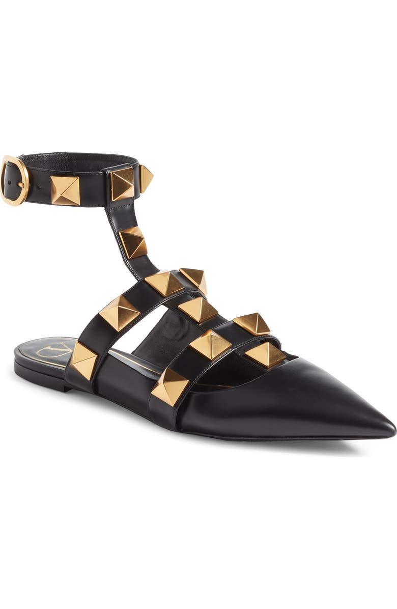 Valentino Garavani Valentino Roman Stud Ankle Strap Flat, Main, color,