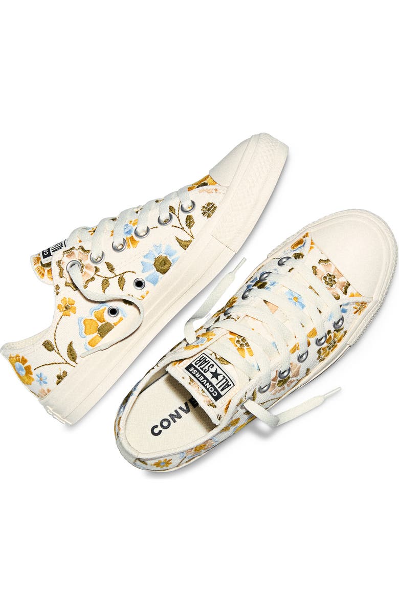 Converse Gender Inclusive Chuck Taylor All Star Floral Embroidered Canvas Low Top Sneaker, Alternate, color, Egret/ Bright Outlook