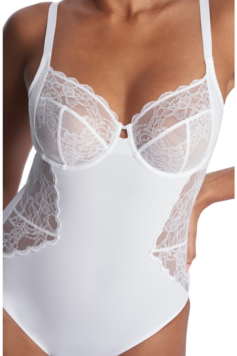 Statement Underwire Bodysuit, Alternate, color, WHITE