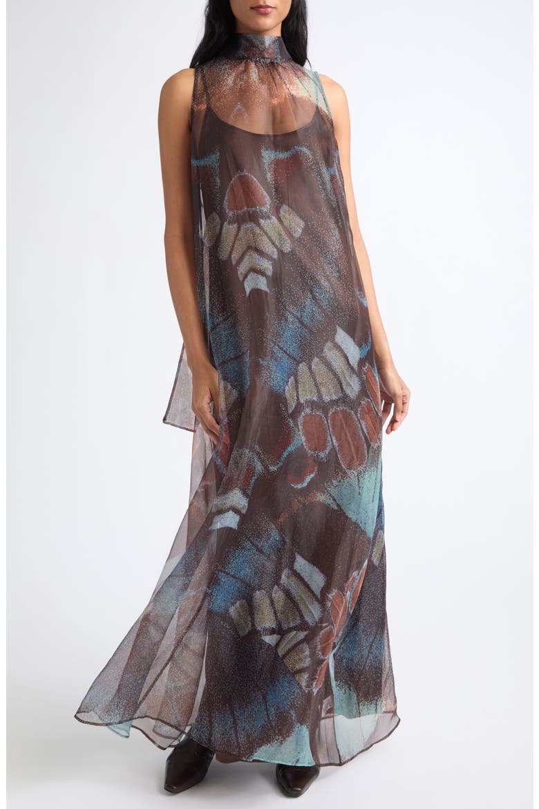 Albee Mock Neck Sleeveless Midi Dress, Main, color, BUTTERFLY SKY