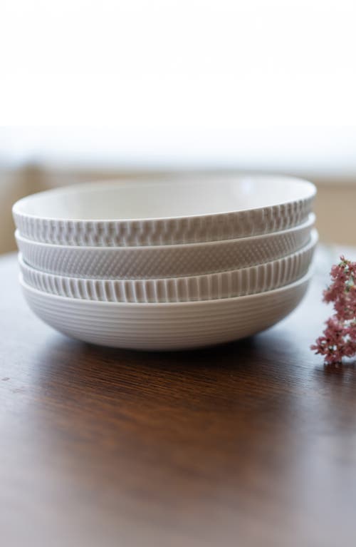 Bia Cordon Bleu Porcelain Assorted Textured Dinner Bowls, Set Of 4 In White