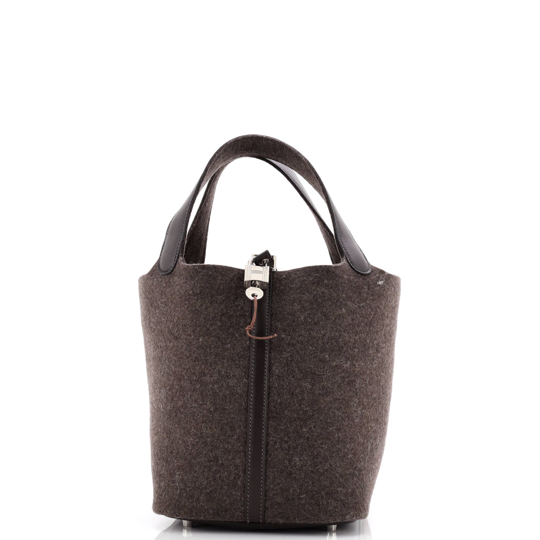 Pre-Owned Hermes Picotin Lock Bag Felt with Leather MM, Main, color, 