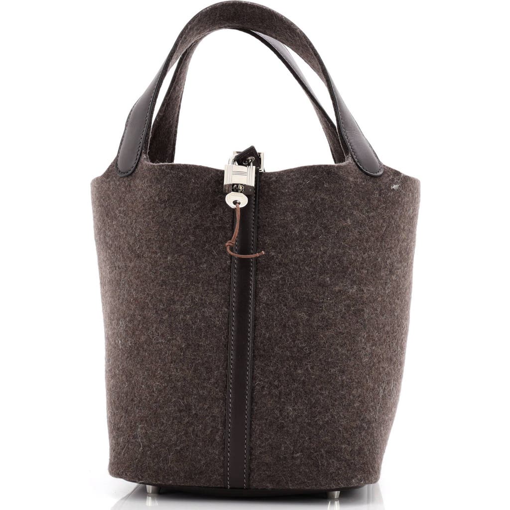 Pre-owned Hermes Hermes Picotin Lock Bag Felt With Leather Mm In Brown
