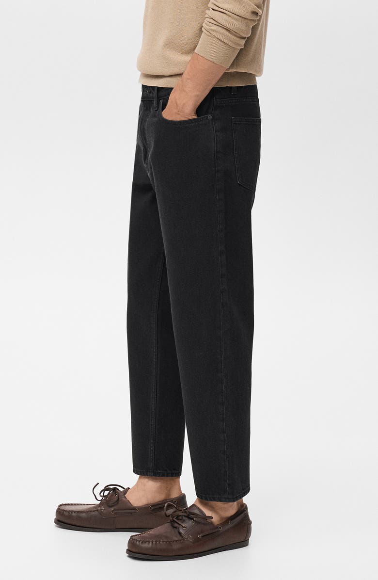 MANGO Crop Tapered Jeans, Alternate, color, Black Denim