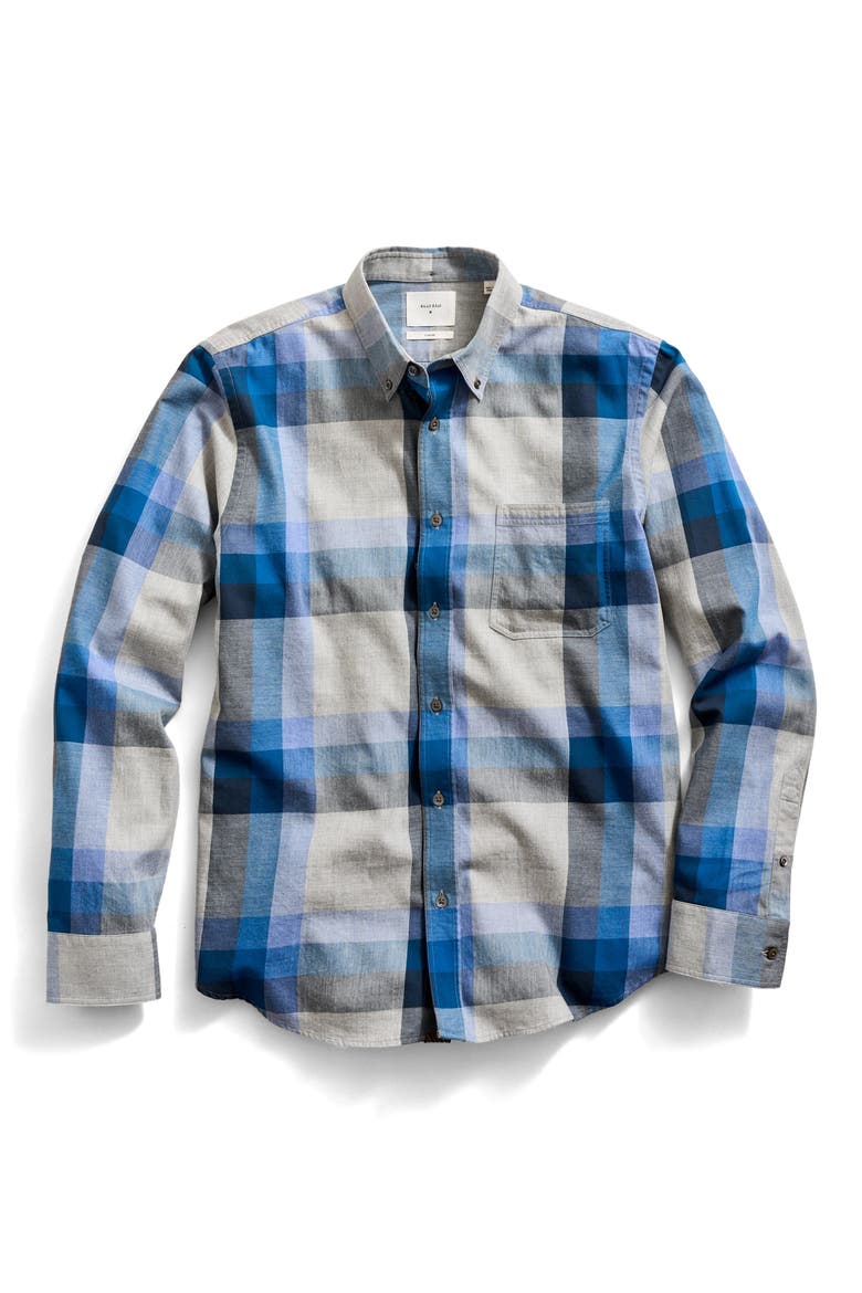 Plaid Cotton Button-Down Shirt, Main, color, BLUE MULTI
