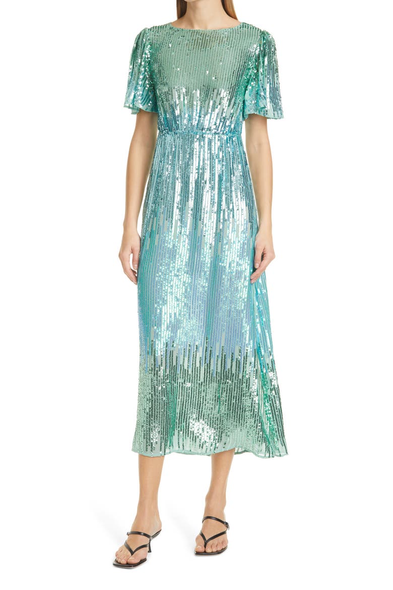 Ombré Sequin Dress, Main, color, MINT GREEN