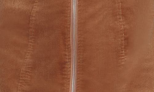Avec Les Filles Long Sleeve Corduroy Zip Front Shirtdress In Brown