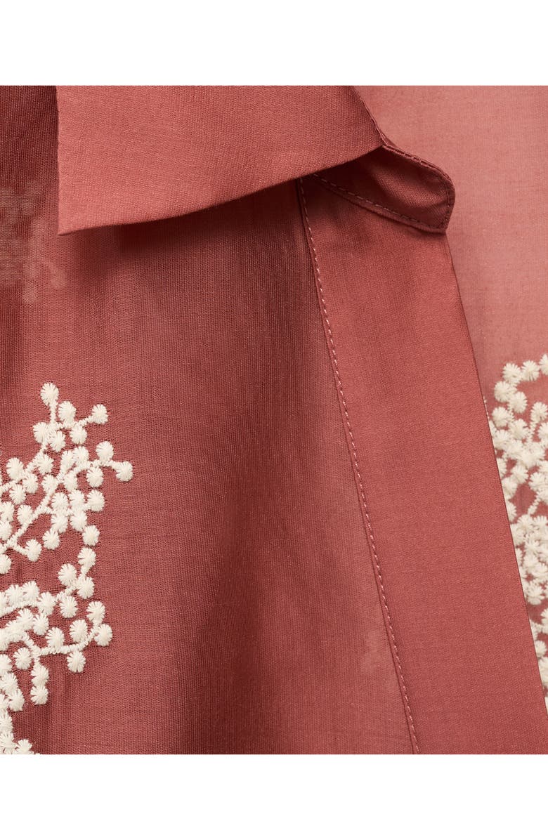 MANGO Embroidered Semisheer Button-Up Shirt, Alternate, color, Russet