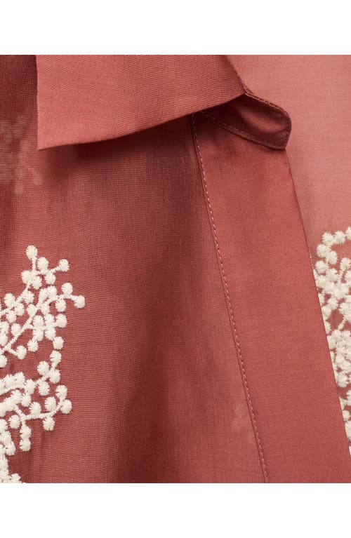 Mango Embroidered Semi-transparent Shirt Russet In Red