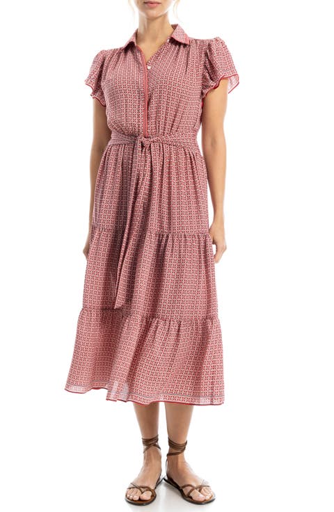 Floral Tie Front Shirtdress