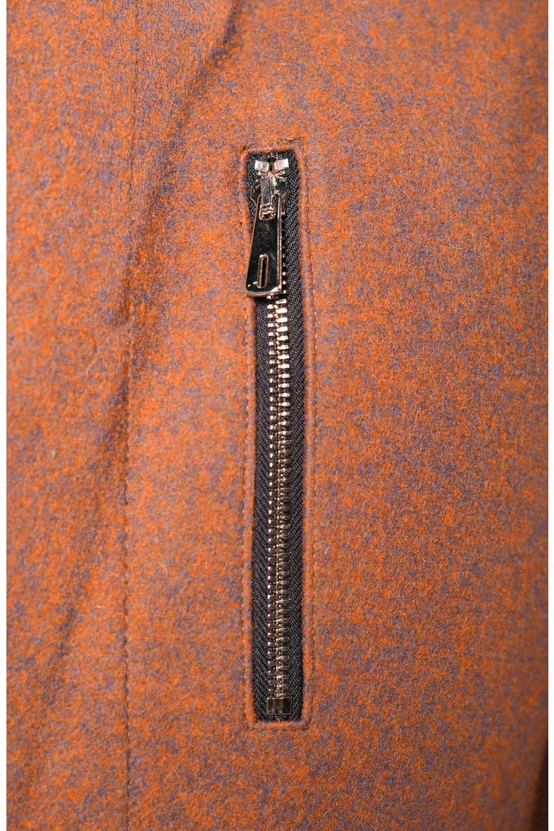 Orange Wool Blend Car Coat with Quilted Bib, Alternate, color, ORANGE