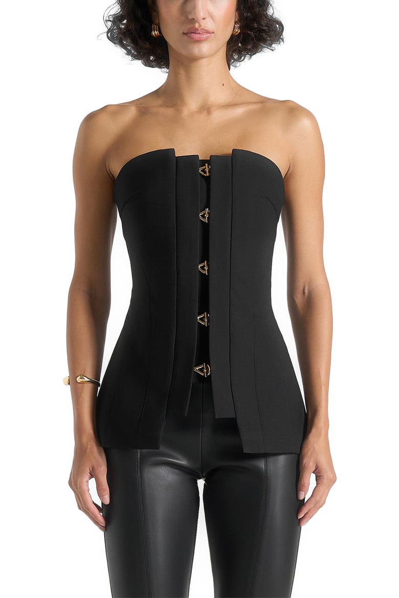 Viviane Clasp Detail Bandeau Top, Alternate, color, Black