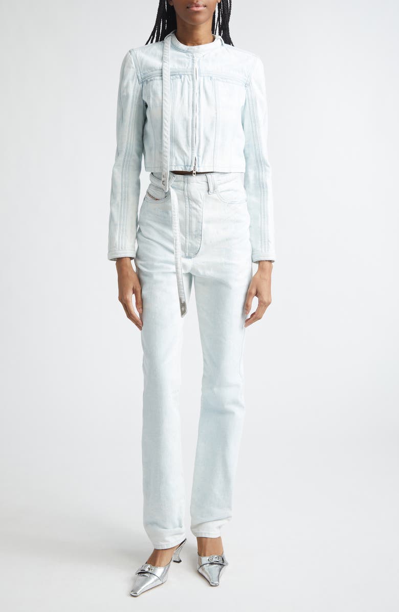 DIESEL<sup>®</sup> De-Saphix Crop Satin Denim Jacket, Alternate, color, Denim