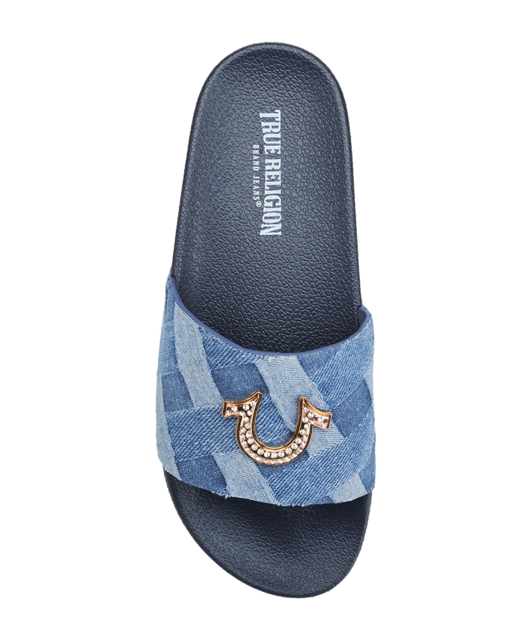 True Religion Spice Pool Slide, Alternate, color, Denim