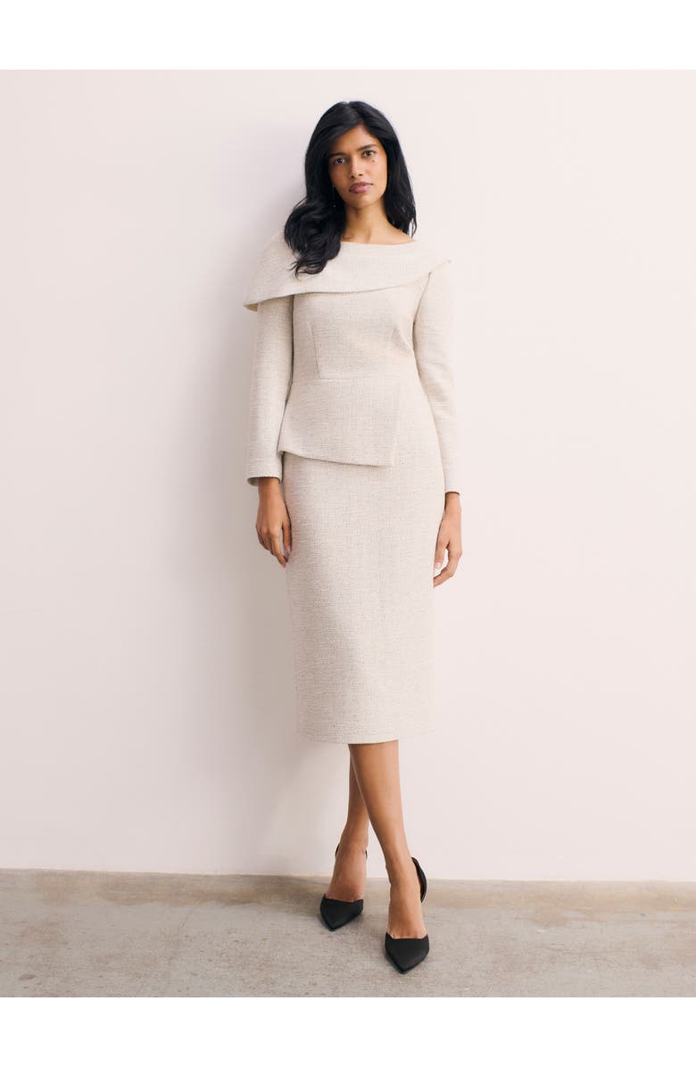 The Fold Palmerston Tweed Dress, Main, color, Ivory