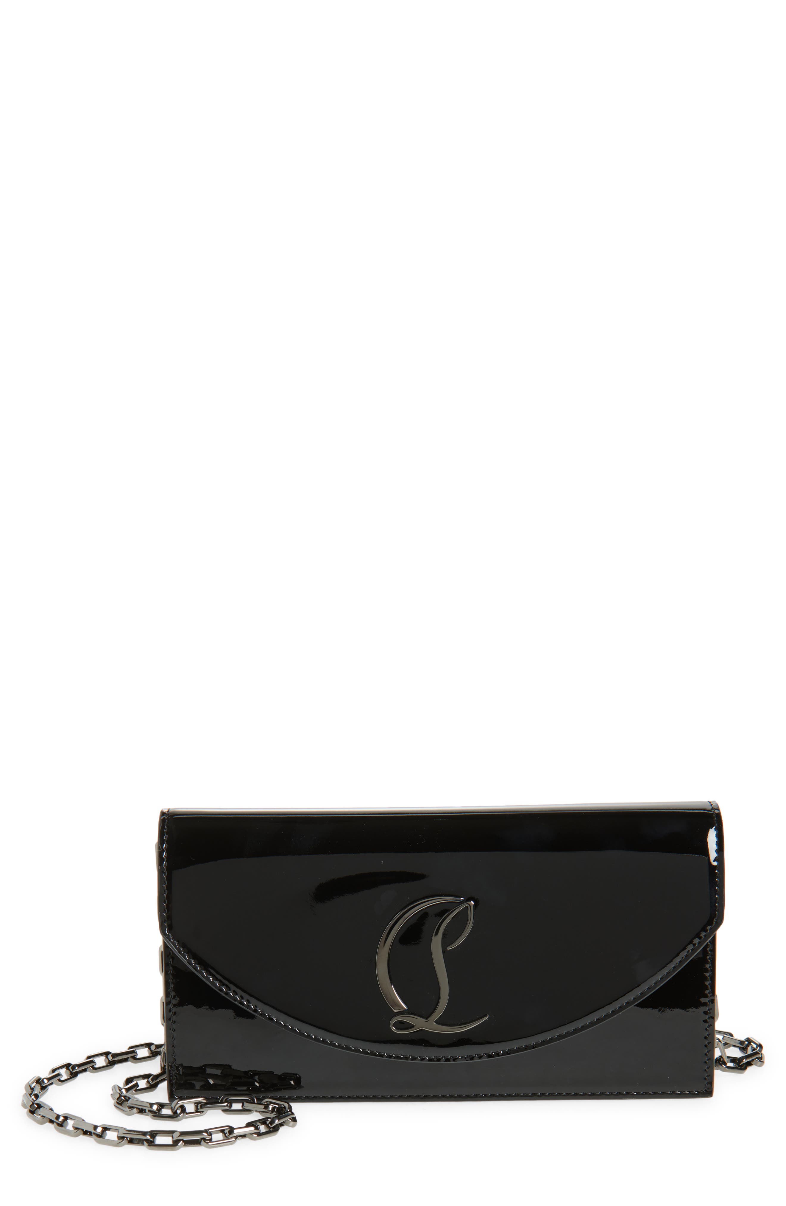 Christian Louboutin Loubi54 Patent Leather Clutch, Main, color, Black/ Gun Metal