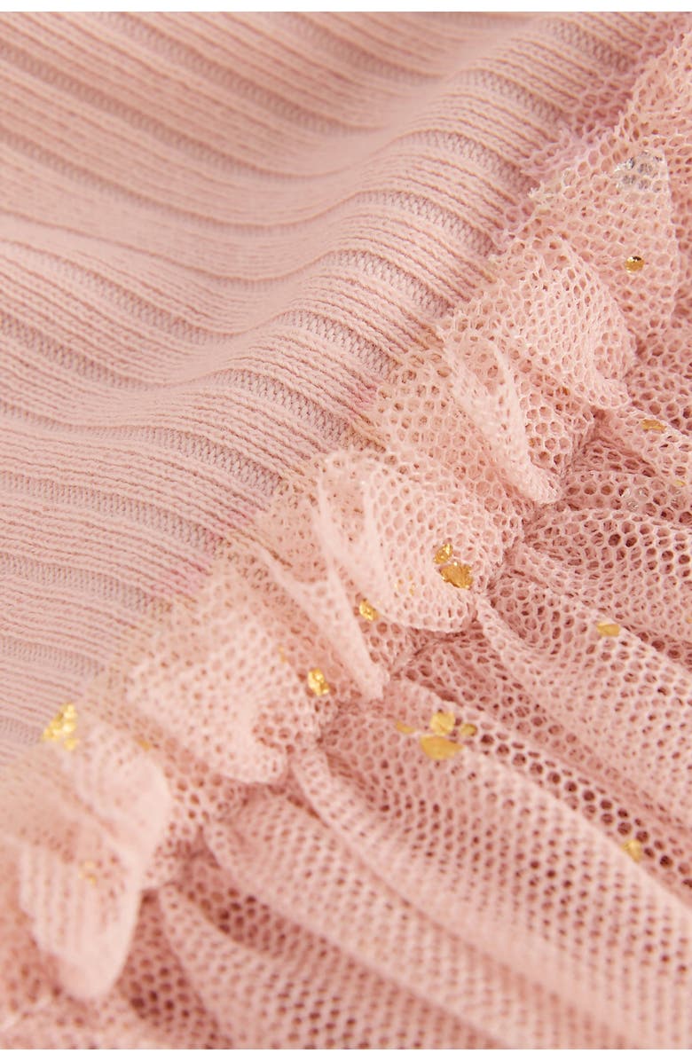 NEXT Kids' Mixed Media Fairy Appliqué Long Sleeve Tulle Party Dress, Alternate, color, Pink