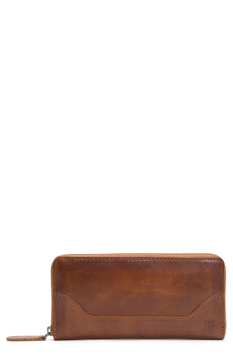 Frye Melissa Leather Wallet, Main, color, Cognac