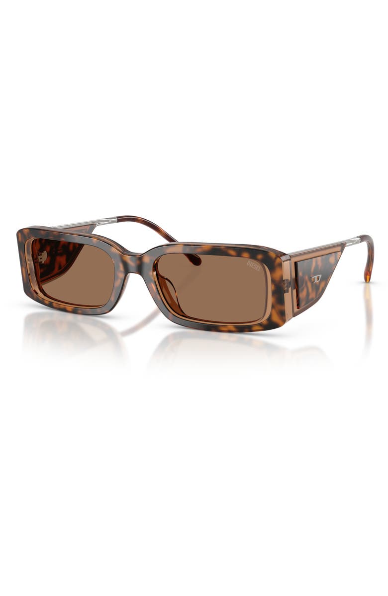 DIESEL<sup>®</sup> 53mm Rectangular Sunglasses, Alternate, color, Bilayer Havana / Dark Brown