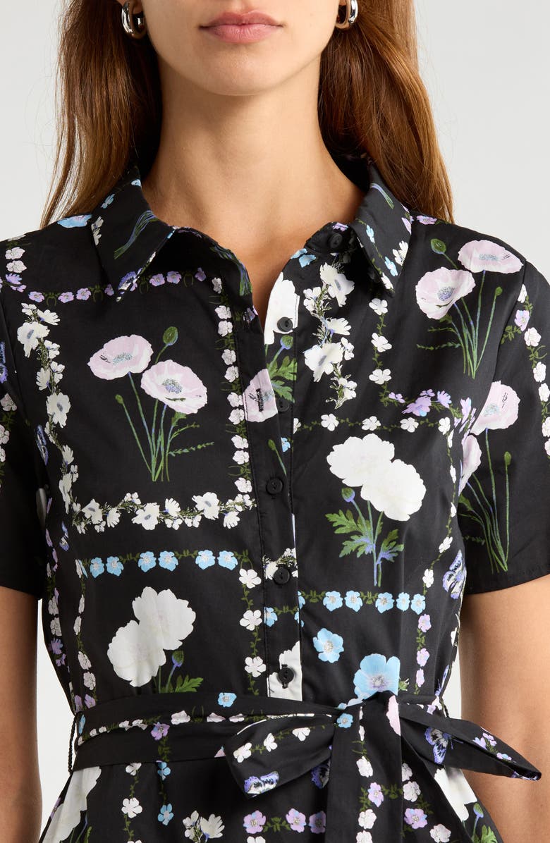 SUGARLIPS Floral Belted Shirtdress, Alternate, color, Black-Pastel