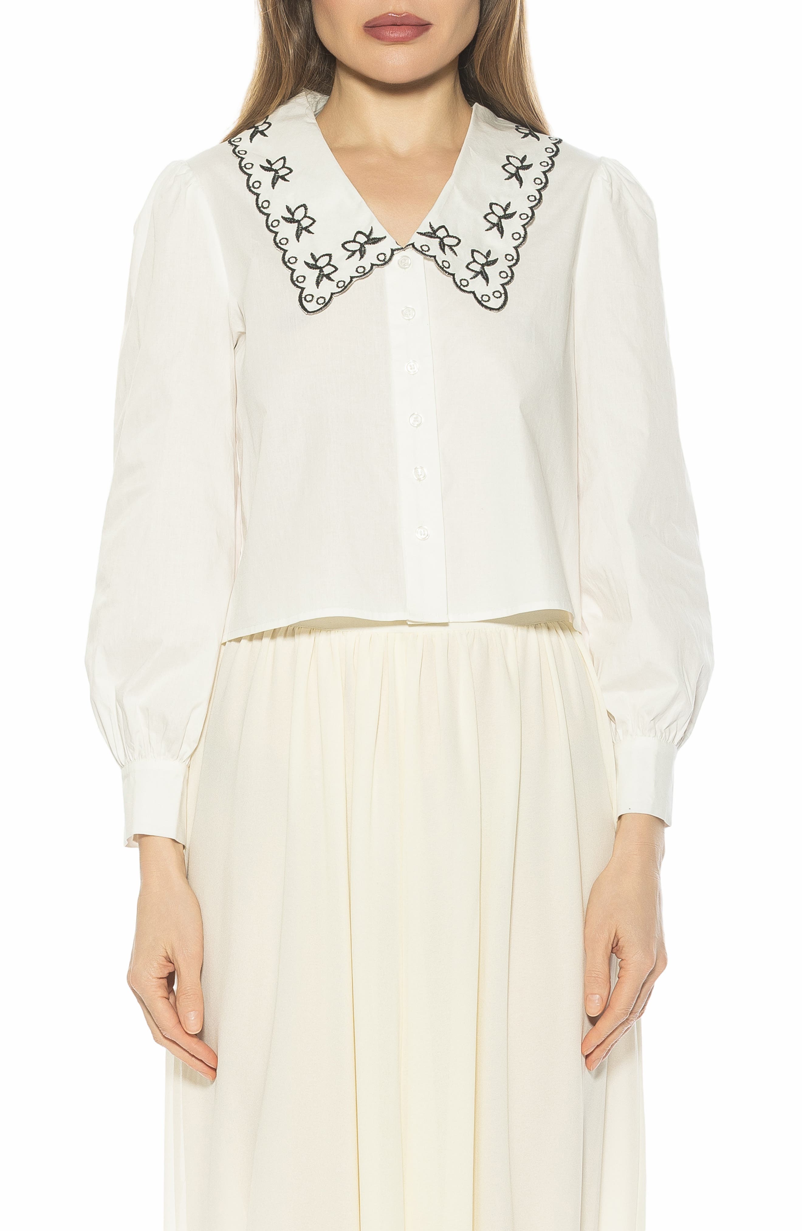 Issey Embroidered Collar Button-Up Shirt - image 3