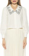 Alexia Admor Issey Embroidered Collar Button-Up Shirt