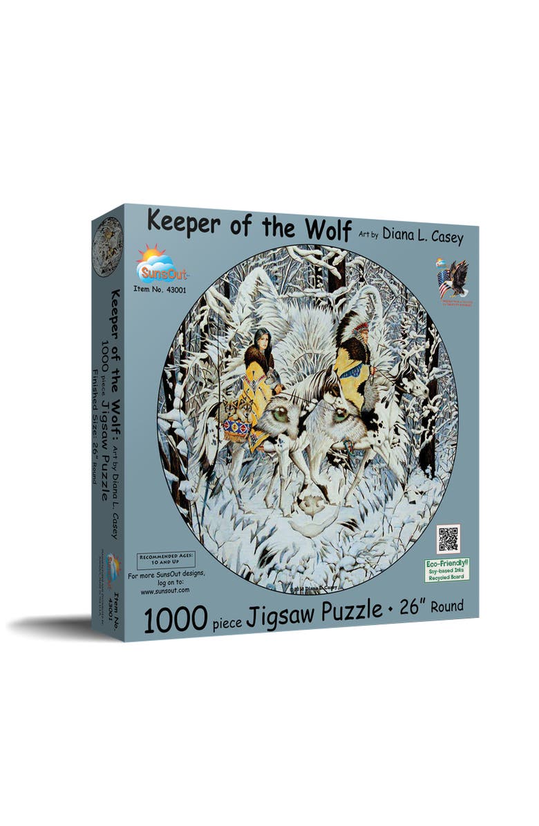 Sunsout Keeper of the Wolf 1000 piece Jigsaw Puzzle for Adults Round, Main, color, Multicolor