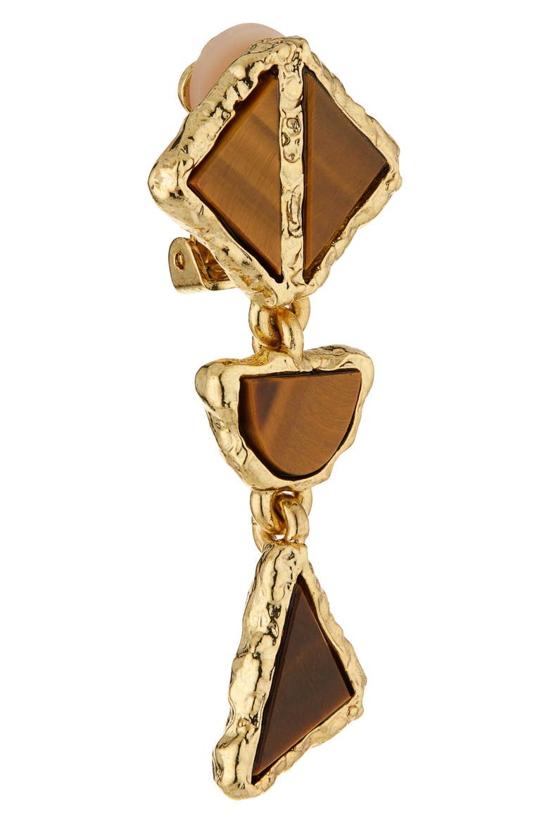 Tiger's Eye Statement Drop Clip-On Earrings, Alternate, color, TIGER EYE