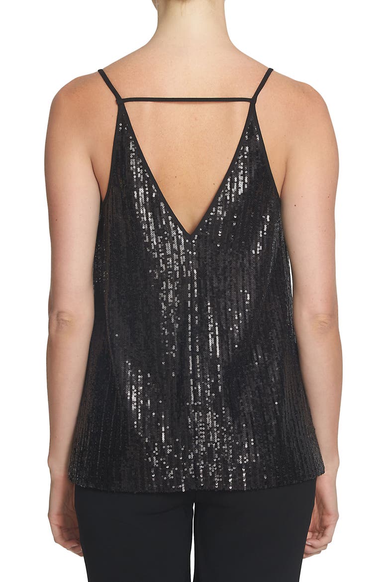 Sequin Cutout Tank Top, Alternate, color, RICH BLACK