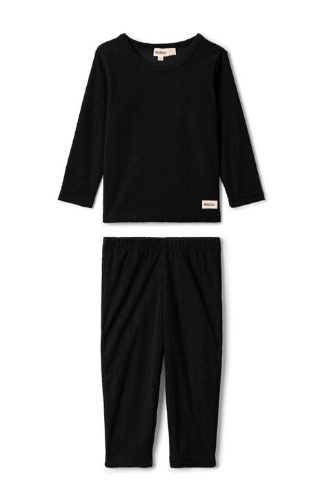 Boy Cable Textured Velour Top and Pants Set (Toddler, Little Kid & Big Kid)