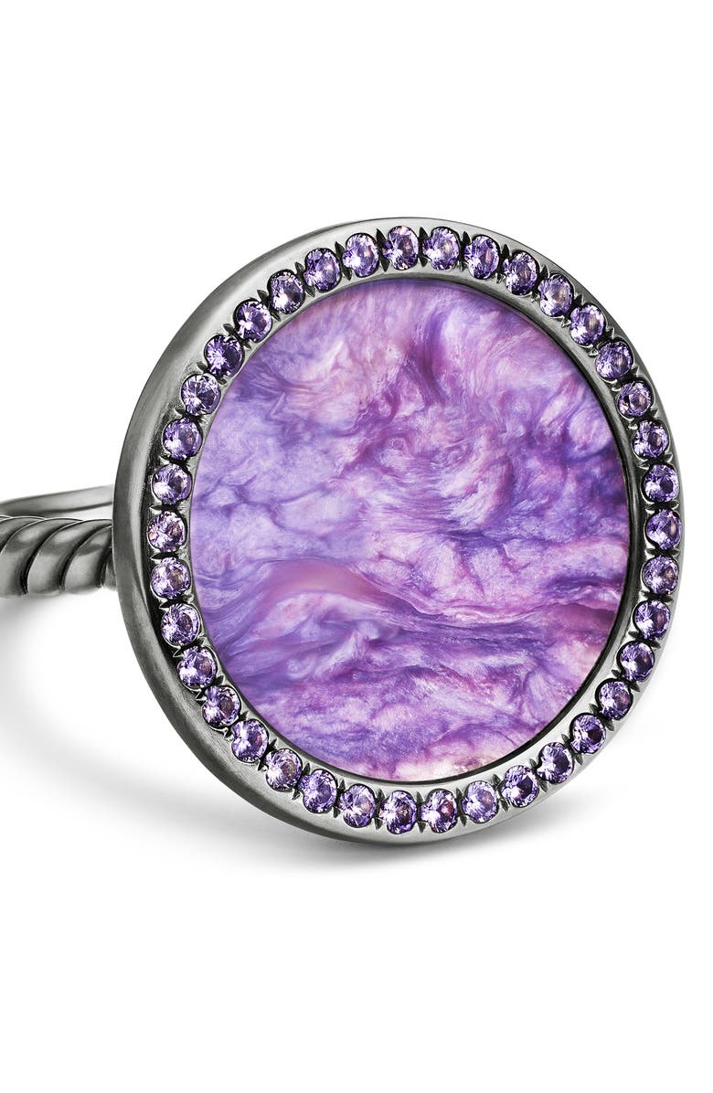 David Yurman DY Elements<sup>®</sup> Ring in Sterling Silver with Chariote & Purple Sapphires, 18mm, Alternate, color, Purple
