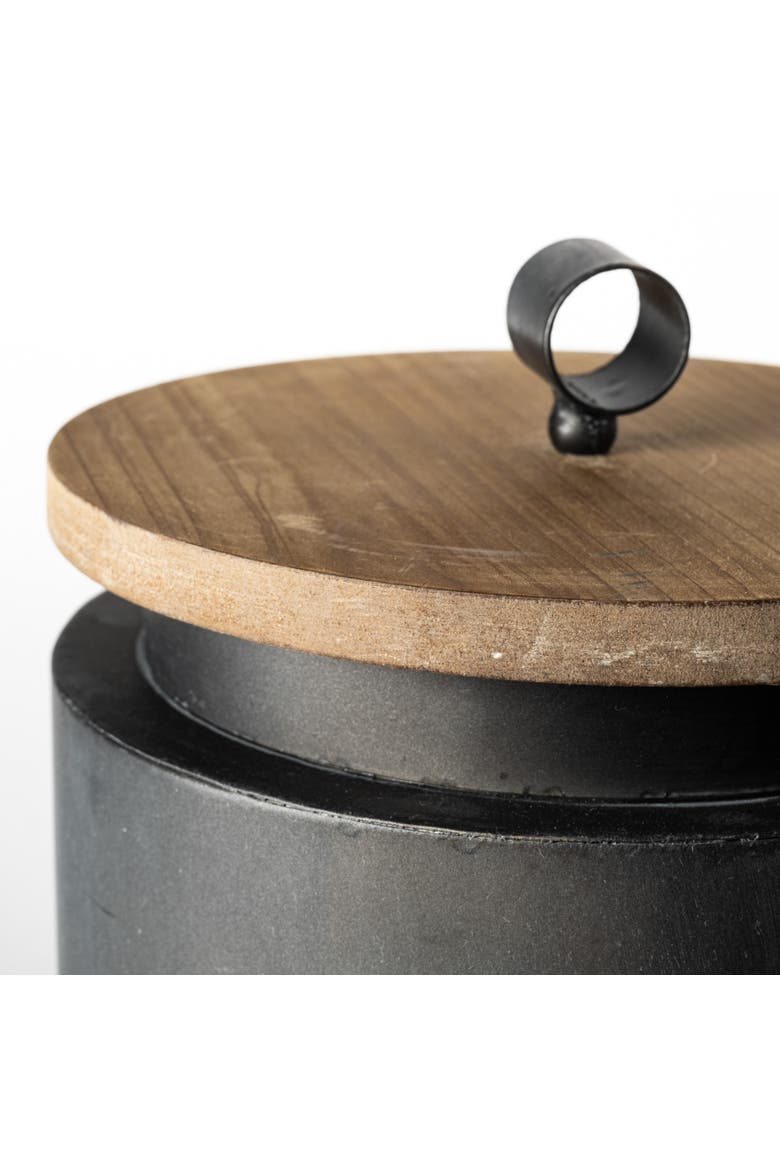 Cyril Set of 2 Metal W/ Wood Lids Jars, Alternate, color, Black