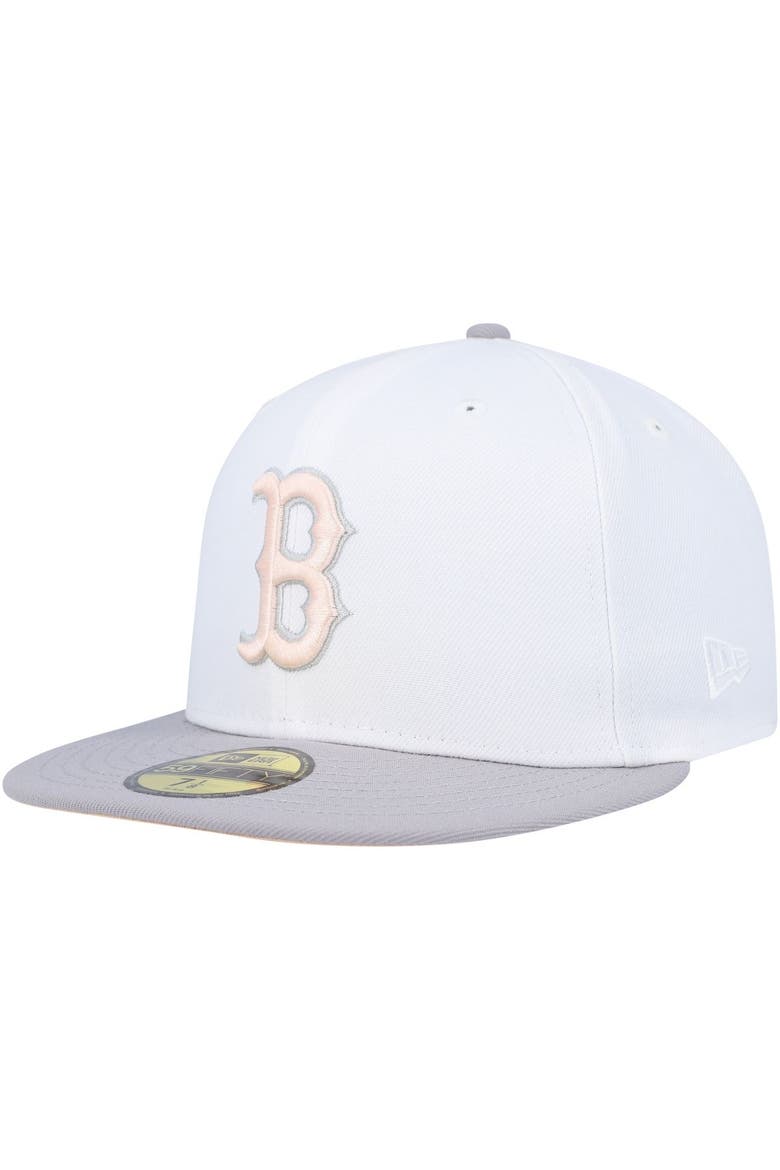 Men's New Era White/Gray Boston Red Sox 2007 World Series Side Patch Peach Undervisor 59FIFTY Fitted Hat, Alternate, color, White