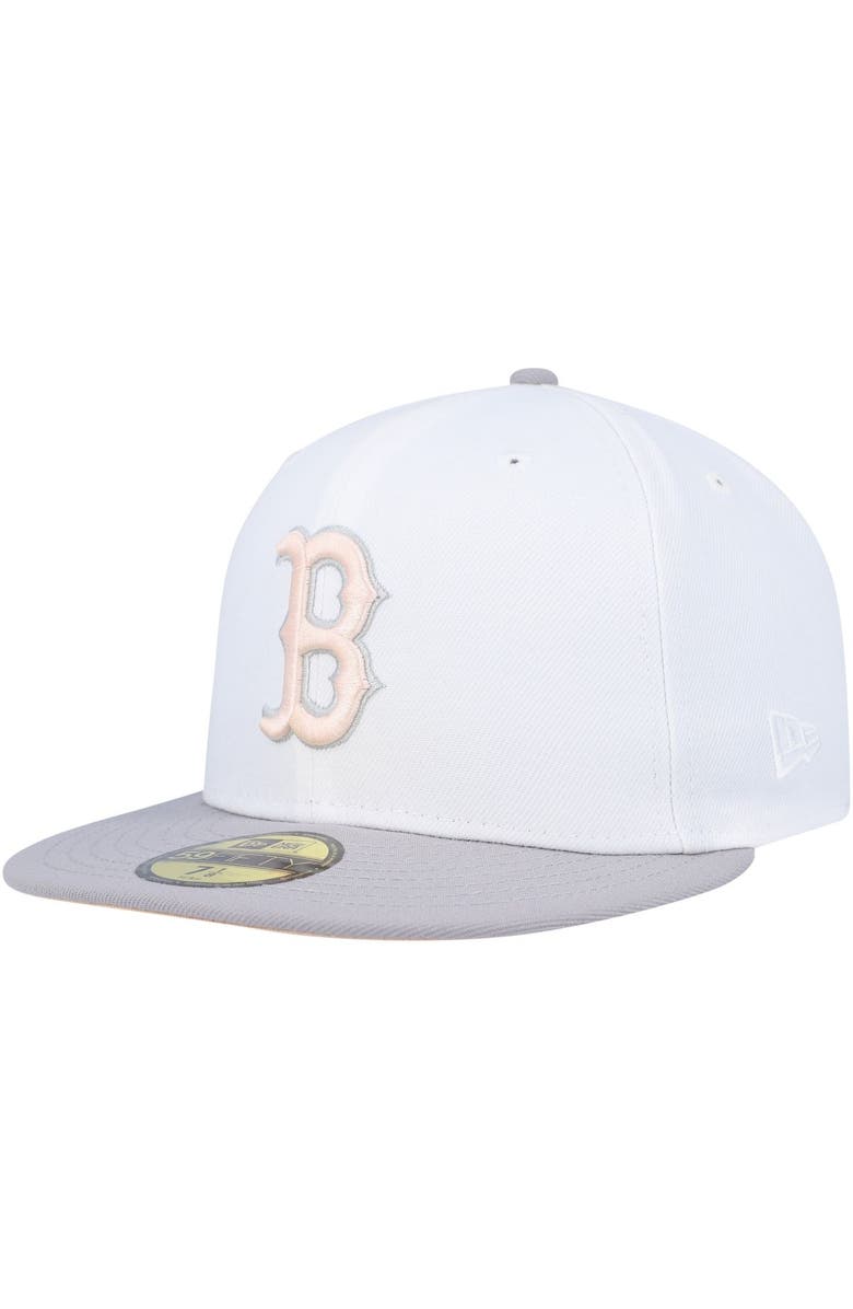 New Era Men's New Era White/Gray Boston Red Sox 2007 World Series Side Patch Peach Undervisor 59FIFTY Fitted Hat, Alternate, color, 