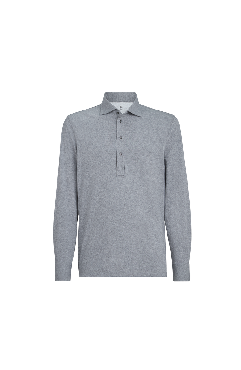 Brunello Cucinelli Polo with shirt collar, Main, color, Medium Grey