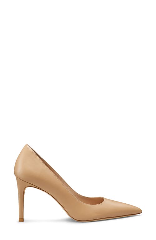 Stuart Weitzman Stuart Power 85 Leather Pumps In Adobe