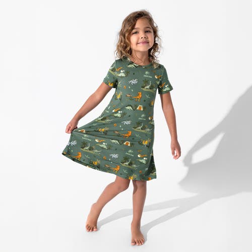 Bellabu Bear Kids' Jurassic Park Safari Short Sleeve Dress In Green